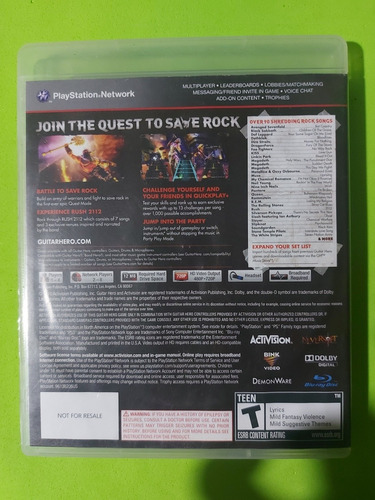 Jogo Guitar Hero Warriors Of Rock Ps3 Original Usado (Usado)