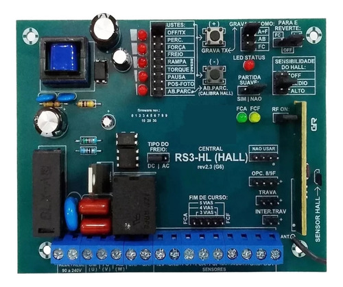 Central Eletrônica Rs3-hall Para Motor De Portão Auto  Rossi