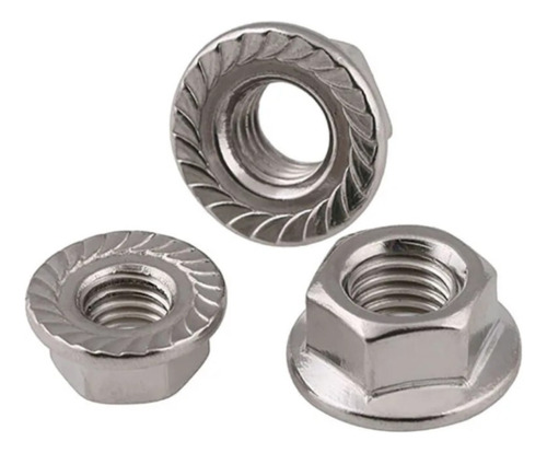 Tuerca Hexagonal Biselada-dentada Inoxidable 8-1.25 10 Uni
