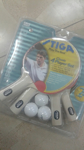 Kit De 4 Raquetas De Ping Pong  1 Red Y 3 Pelotas  