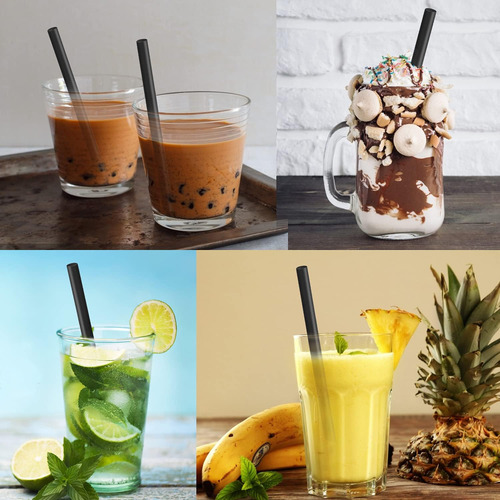 100 Pajitas Negras Boba Straws Jumbo Para Batidos, Individua