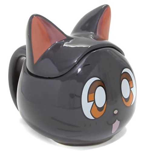 Taza Mug Luna 3d Sailor Moon Gato Negro Con Tapa