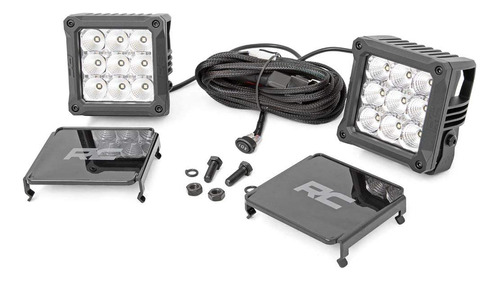 Rough Country Luz Led Cuadrada Serie Cromada 4  Drl Blanco