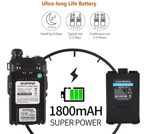 Imagen 5 de 9 de Radio Transmisor Walkie Talkie Baofeng Uv-5r 520mhz / 221014