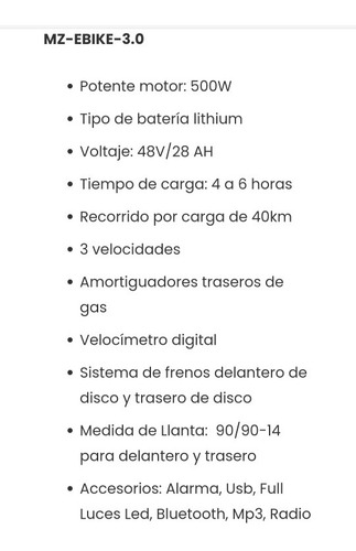 Imagen 3 de 3 de Bici-moto Electrica Ebike Mishozuki 500w