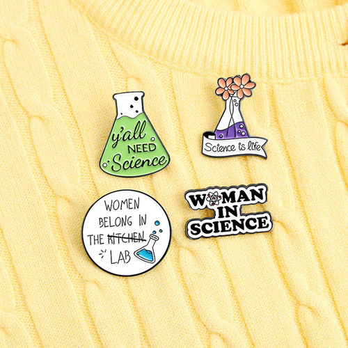 4 Broches De Esmalte Únicos, Alfileres De Ciencia Para