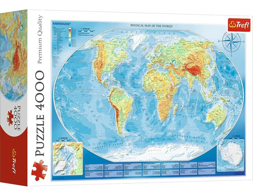 Mapa Físico Del Mundo: Rompecabezas 4000 Piezas Trefl