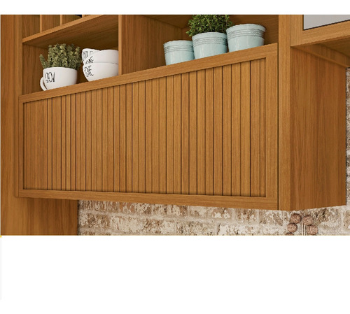 Cozinha Modulada 5 Peças Ripado Nesher Imperatriz Mdf Cor Freijo com Grafite