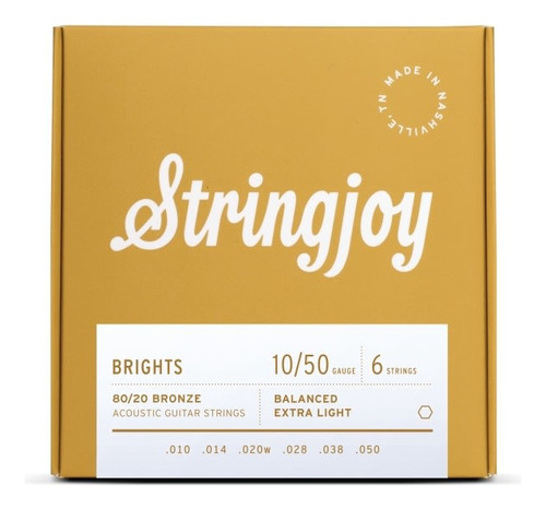 Cuerdas Guitarra Electroacústica Stringjoy Brights 10/50