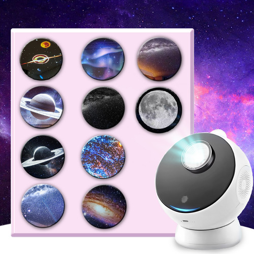 Luminária Projetor Galáxia Estrelas Cadente Lua Bluetooth Musica Recarregável Portátil 4k E20 Cúpula Preto Estrutura Branco
