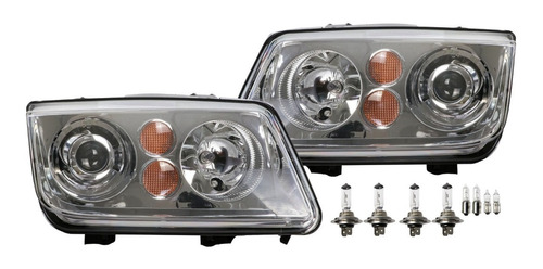 Par De Faros Con Lupa Para Jetta A4 Fondo Cromo