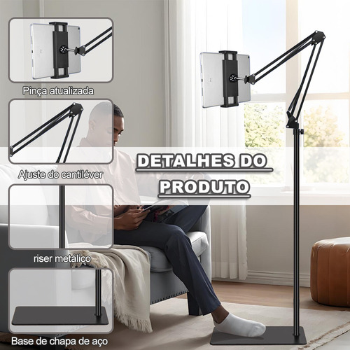 Suporte Articulado Chão Para Celular 360°tablet Ajustável
