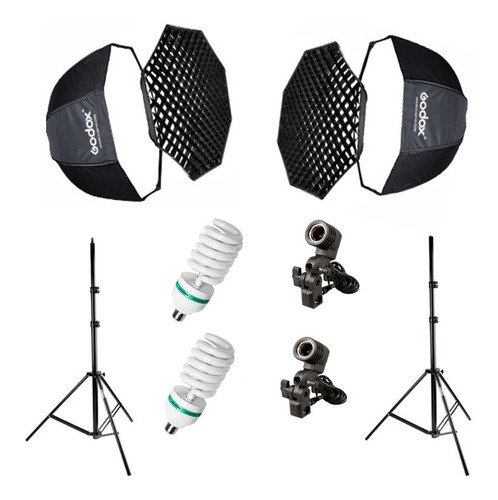 Kit Godox Octabox 120cm Grid Tripés Lâmpadas Soquetes E-27