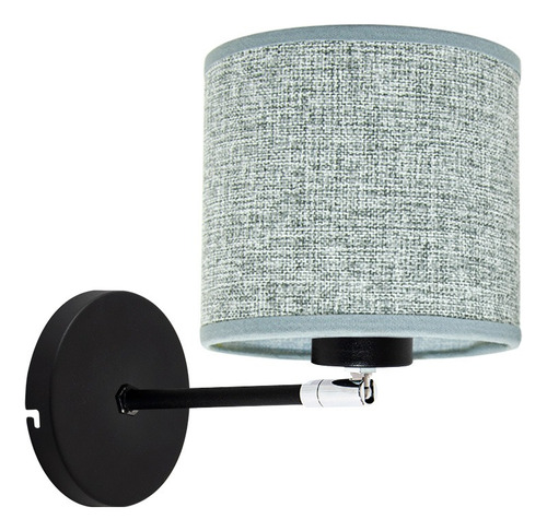 Aplique Pared Velador Lampara Cabecera Base Redonda Pantalla Estructura Negro/Gris Venecia