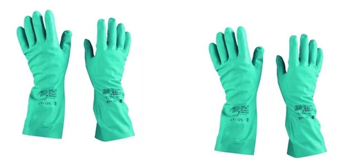 Guantes Nitrilo Verde Resistente Quimicos 4pza Talla 9