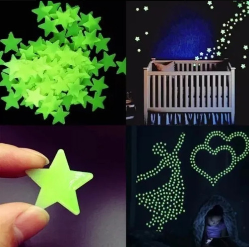 100 Estrellas Pared Stickers Fluorescentes Fosforescentes