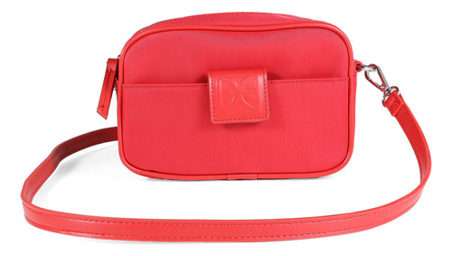 Bolsa Crossbody Cloe Para Mujer Nylon Con Broche Magnético Color Rojo