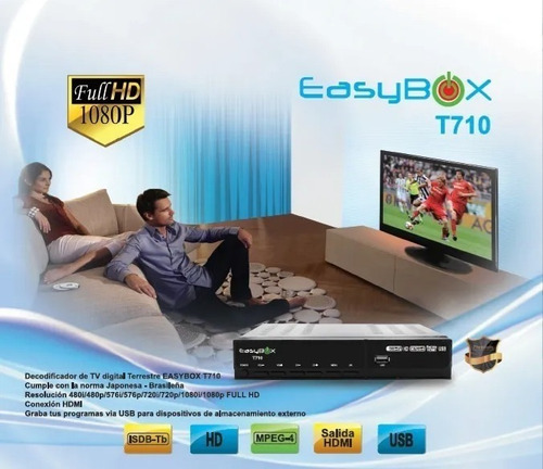 Sintonizador Decodificador Tv Digital Hd 1080i Easybox T710
