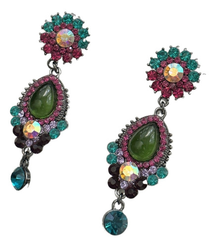 Pendientes De Fiesta Bohemia Retro Zircon De Aguja De Plata