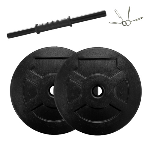 Mancuerna Con Topes + 20 Kg De Discos (2x10kg)