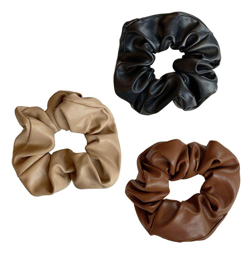 3 Unids Cuero Sinttico Pelo Scrunchies Elstico Pelo Bandas P