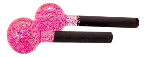 Par de pequeñas y brillantes esferas de cromoterapia, color rosa Kerigma, sin fragancia