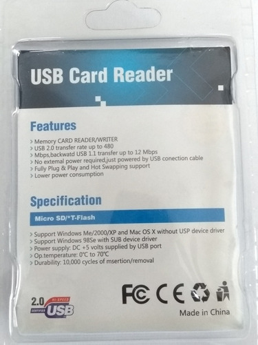 Imagem 5 de 5 de Leitor E Gravador Usb De Cartão De Memória Micro Sd Novo