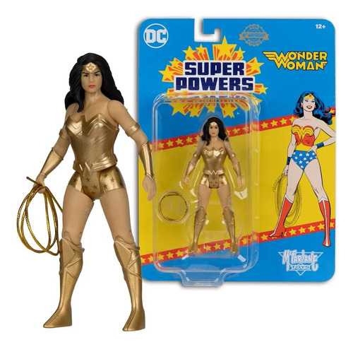 Boneco Dc Super Powers Mcfarlane, edição dourada da Mulher Maravilha