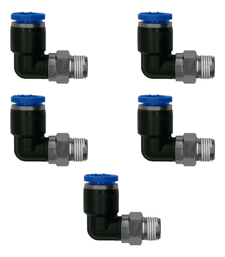 Conector Codo Neumático Rosca 1/2 - Tubo 12mm X5u