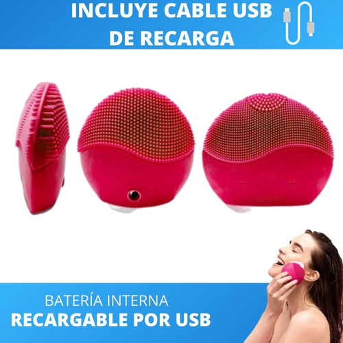 Limpiador Facial Masajeador Recargable Usb Fucsia