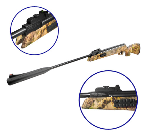 Rifle Fox Nitro Piston Compact Camuflado Mira 4x20 + Kit Camuflado 5.5 Mm