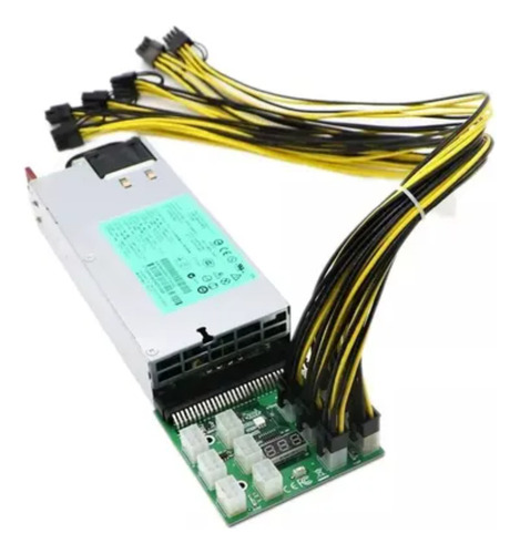 Fonte De Servidor Hp 1200w+ Breakout + 12 Cabos P/ Mineração Prata (Usado)