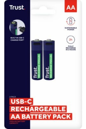 Trust 25584 Pilas Recargables Aa Usb-c 2 Uni