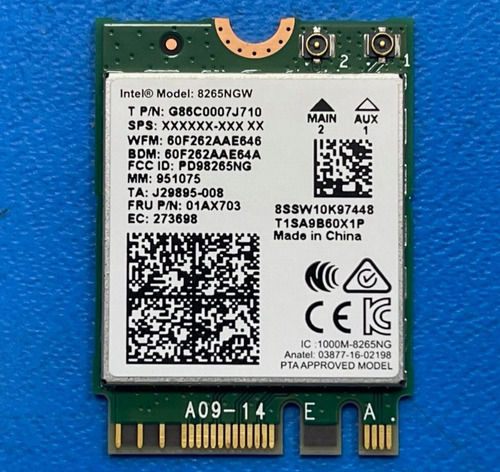 Tarjeta Doble Banda Intel 8265ngw Wifi Wlan Para Laptop (Usado)