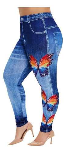 X Leggings De Mezclilla De Imitación Casuales De Talla