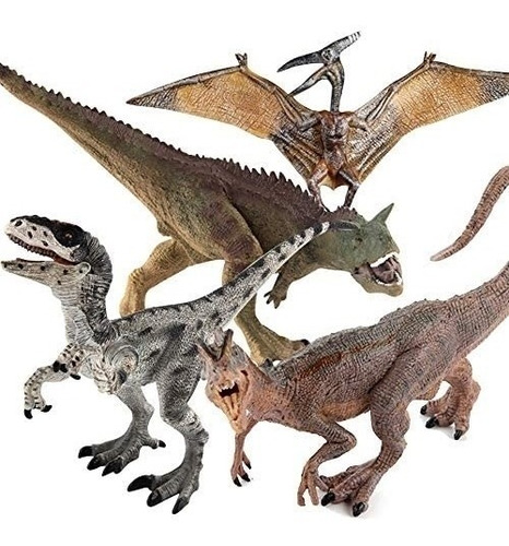 4 Dinosaurios Realistas - Velociraptor, Pteranodon Y Otros