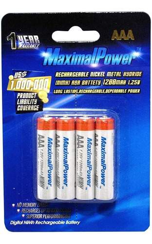 Maximalpower - Pilas Aaa Nimh / Nimh Batería Recargable De 1