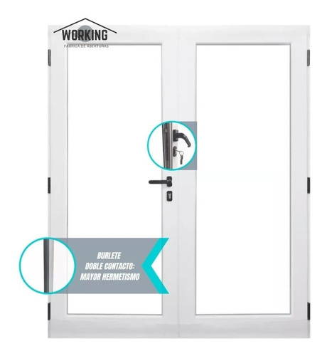 Puerta Modena Doble 180x200 Vidrio Entero Dvh 4+9+4 53