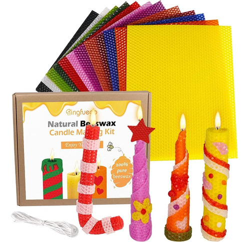 Bingfuego Beeswax Candle Making Kit Para Niños-12 Colores Ho