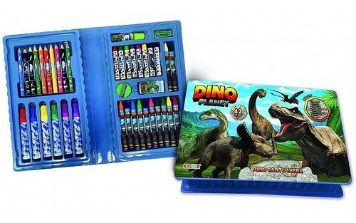 Set Cartuchera Completa  Dino Planet 42 Piezas Dinosaurios