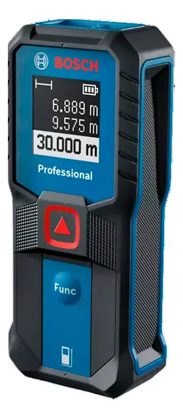 Medidor láser Bosch GLM 30 Azul 30m, Pantalla DOT Matrix Legible bajo Sol Directo, 5 Modos de Medición, Carcasa de Goma Antigolpes IP54, Ideal para Interior y Exterior