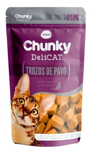 Alimento Húmedo Para Gato Delicat Pouche Trozos De Pavo Chun