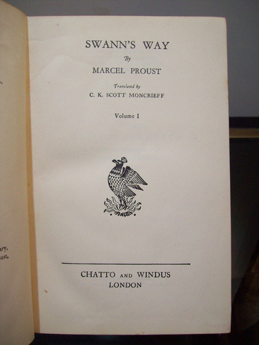 Adp Swann's Way Volume 1 Marcel Proust / Chatto And Windus