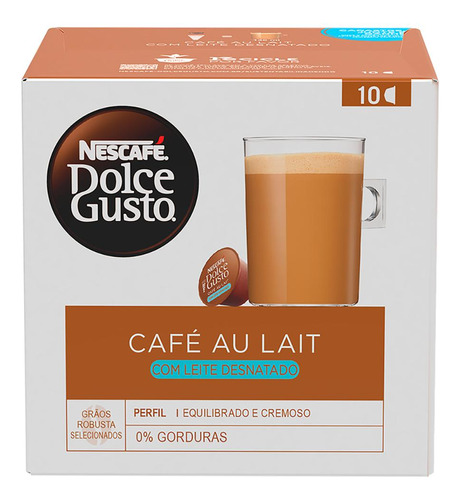 Café Au Lait Cápsula Desnatado Nescafé Dolce Gusto 10 Unid