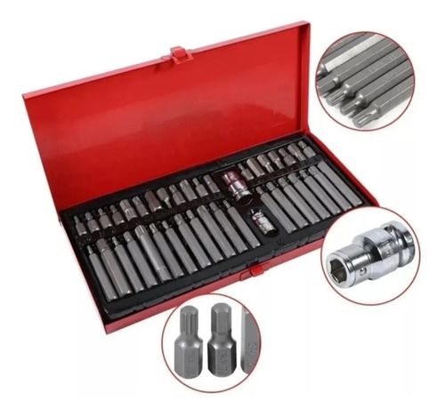 Kit Juego Puntas Corto Largo Torx Allen Hexagonal Imbus 40ps