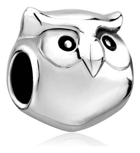 Lovelyjewelry Lucky Cute Owl Animal Silver Plated Charm Bead