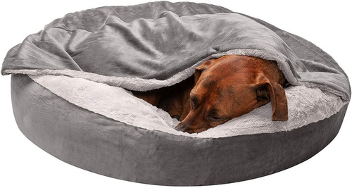 Cama Redonda Con Capucha Para Perros Con Manta Adjunta