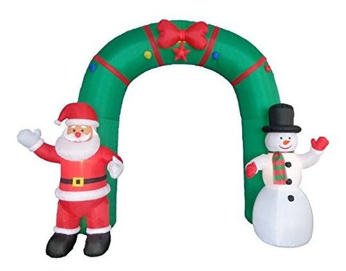 Arco Inflable De Navidad Con Santa Claus Y Muñeco De Nieve.