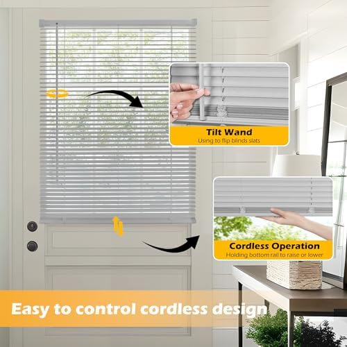 Lazblinds 1 Vinilo Mini Persianas Para Puertas, Persianas De