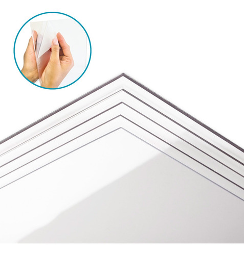 Lamina Acrílico Transparente 90cm X 40 Cm 6 Mm (pack 5)